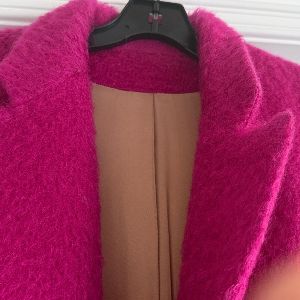 Mohair Hot Pink Women's Long Coat - Picture 6 of 13